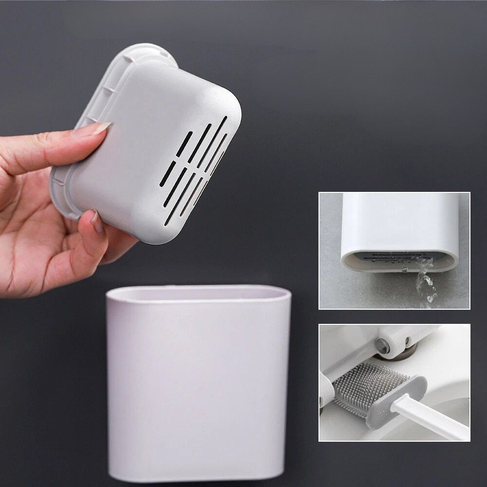 Bathroom Toilet Brush Silicone Bristles Cleaning Brush with Holder Creative Set
