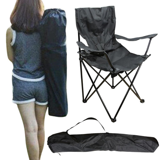 Black  Portable Outdoor Folding Chair with Carry Case Camping Fishing Seat