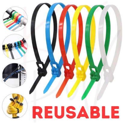 Cable Zip Ties Nylon Plastic Heavy Duty Releasable Reusable Wrap Wire Removable