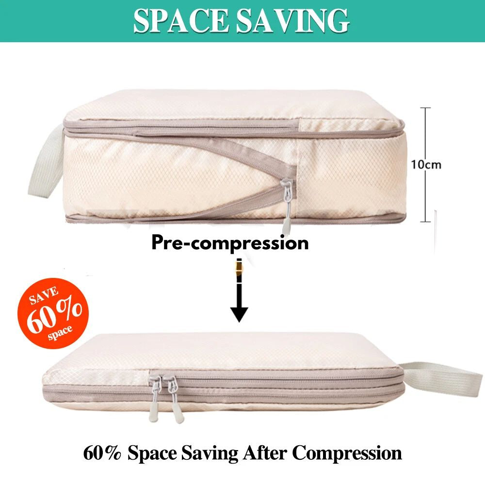Compression Packing Cubes Expandable Luggage Storage Bags Set Travel Packing Bag