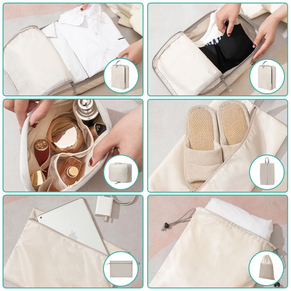 Compression Packing Cubes Expandable Luggage Storage Bags Set Travel Packing Bag