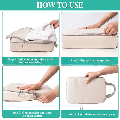 Compression Packing Cubes Expandable Luggage Storage Bags Set Travel Packing Bag
