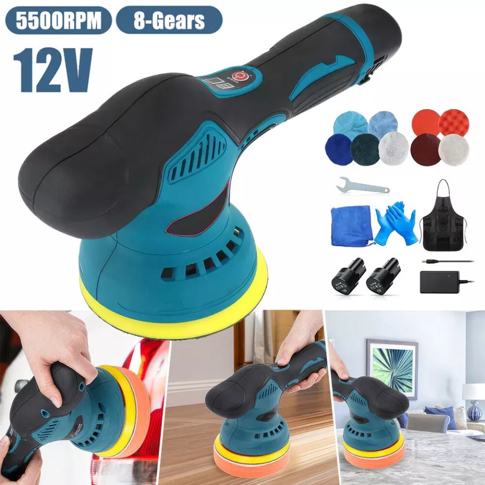 Cordless Car Buffer Polisher Kit Wheel For Car Detailing 125mm Sanding Polishing