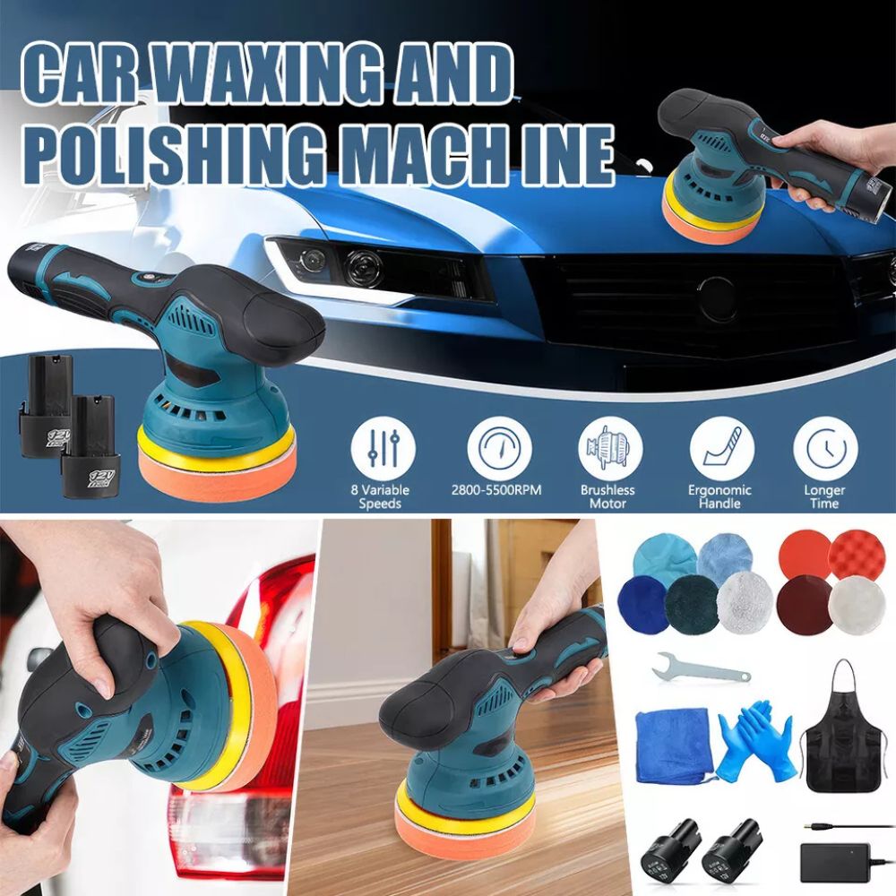 Cordless Car Buffer Polisher Kit Wheel For Car Detailing 125mm Sanding Polishing