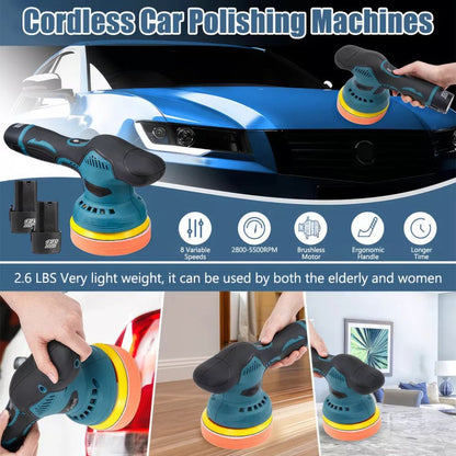 Cordless Car Buffer Polisher Kit Wheel For Car Detailing 125mm Sanding Polishing