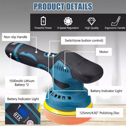 Cordless Car Buffer Polisher Kit Wheel For Car Detailing 125mm Sanding Polishing