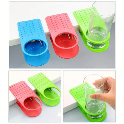 Random Colour Cup Holder Clip Table Desk Side Water Glass Beer Drink Bottle Tumbler Beverage