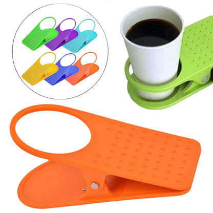 Random Colour Cup Holder Clip Table Desk Side Water Glass Beer Drink Bottle Tumbler Beverage