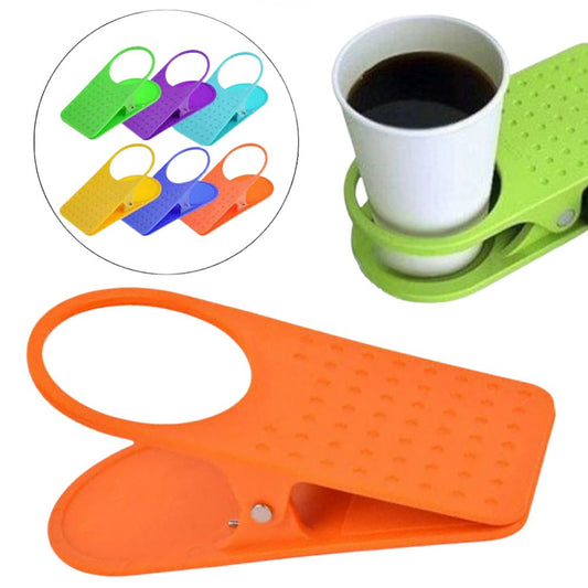 Random Colour Cup Holder Clip Table Desk Side Water Glass Beer Drink Bottle Tumbler Beverage