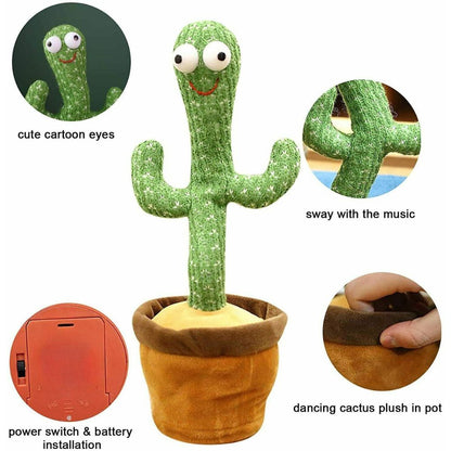 Dancing Cactus Plush Toy Succulent Electronic Shake with Cute Song Dance Gift