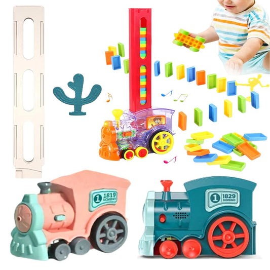 Domino Train Set w/60pcs Domino Toys Pieces Automatic Brick Laying