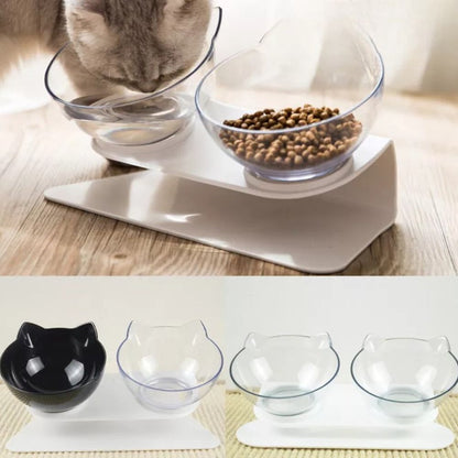 Double Cat Bowl Pet Bowls Stand Dog Food Water Raised Lifted