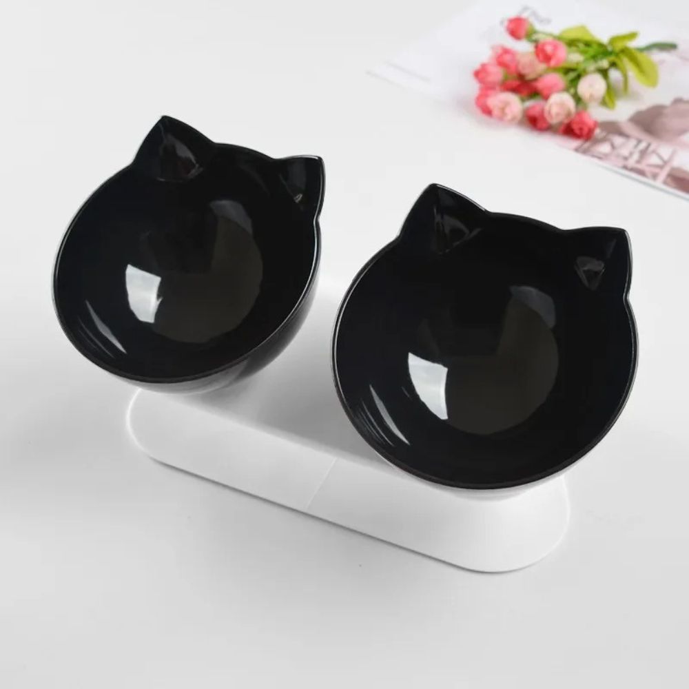 Double Cat Bowl Pet Bowls Stand Dog Food Water Raised Lifted