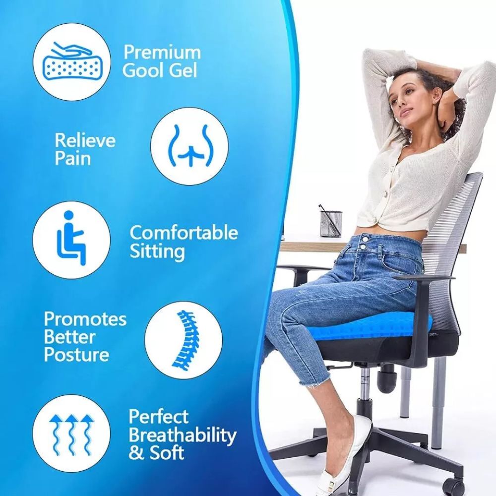 Double Layer Gel Honeycomb Seat Cushion Comfort Support Cooling Flex Pain Rel