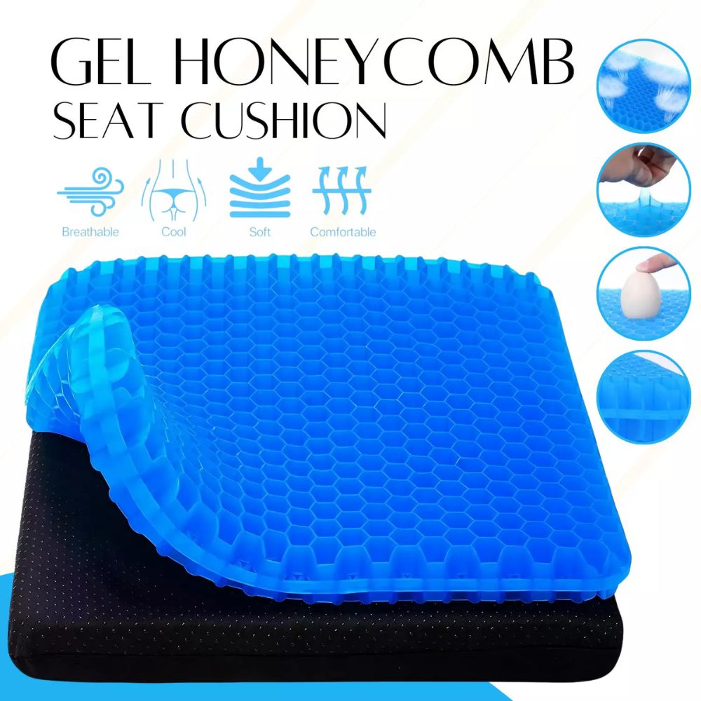 Double Layer Gel Honeycomb Seat Cushion Comfort Support Cooling Flex Pain Rel