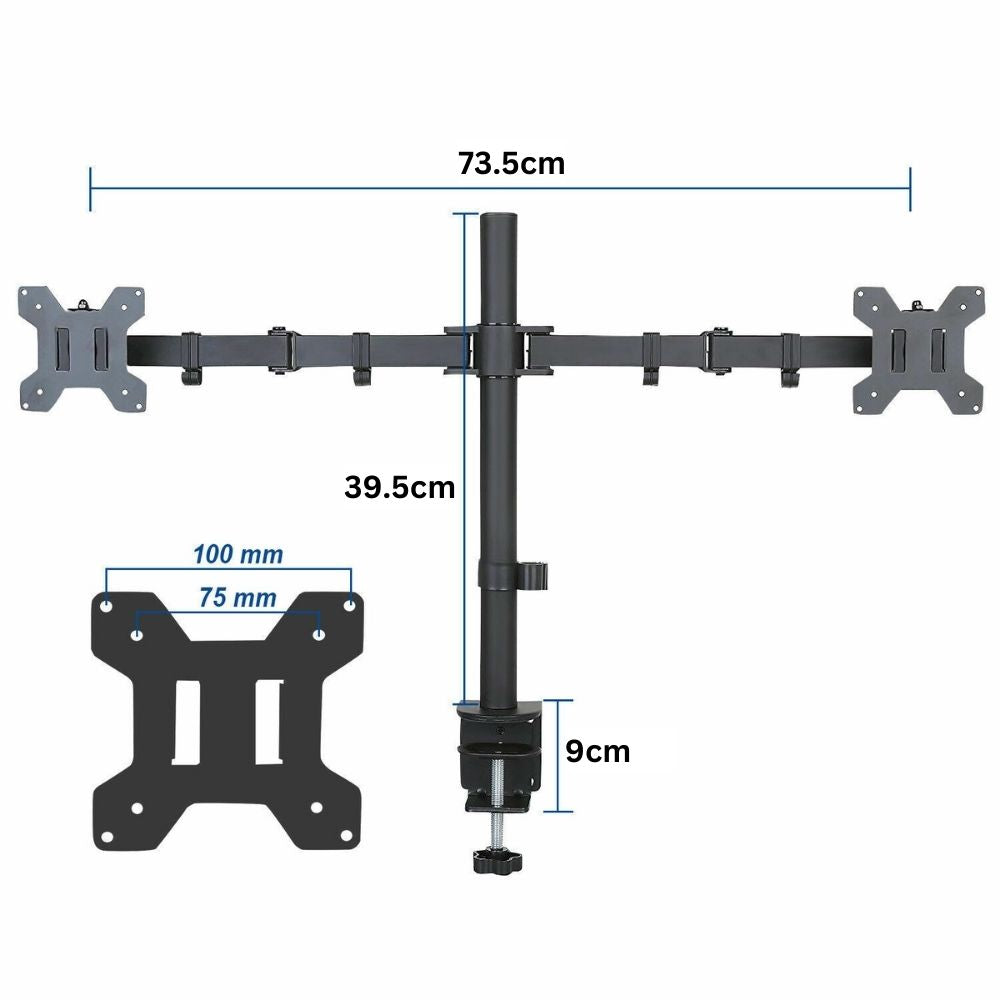 Dual Arm Monitor Stand Desk Mount HD LED TV Screen Holder Bracket Fit Up to 27''