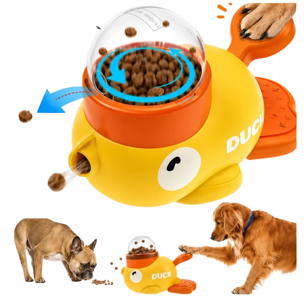 Duck dog treat dispenser slow feeder
