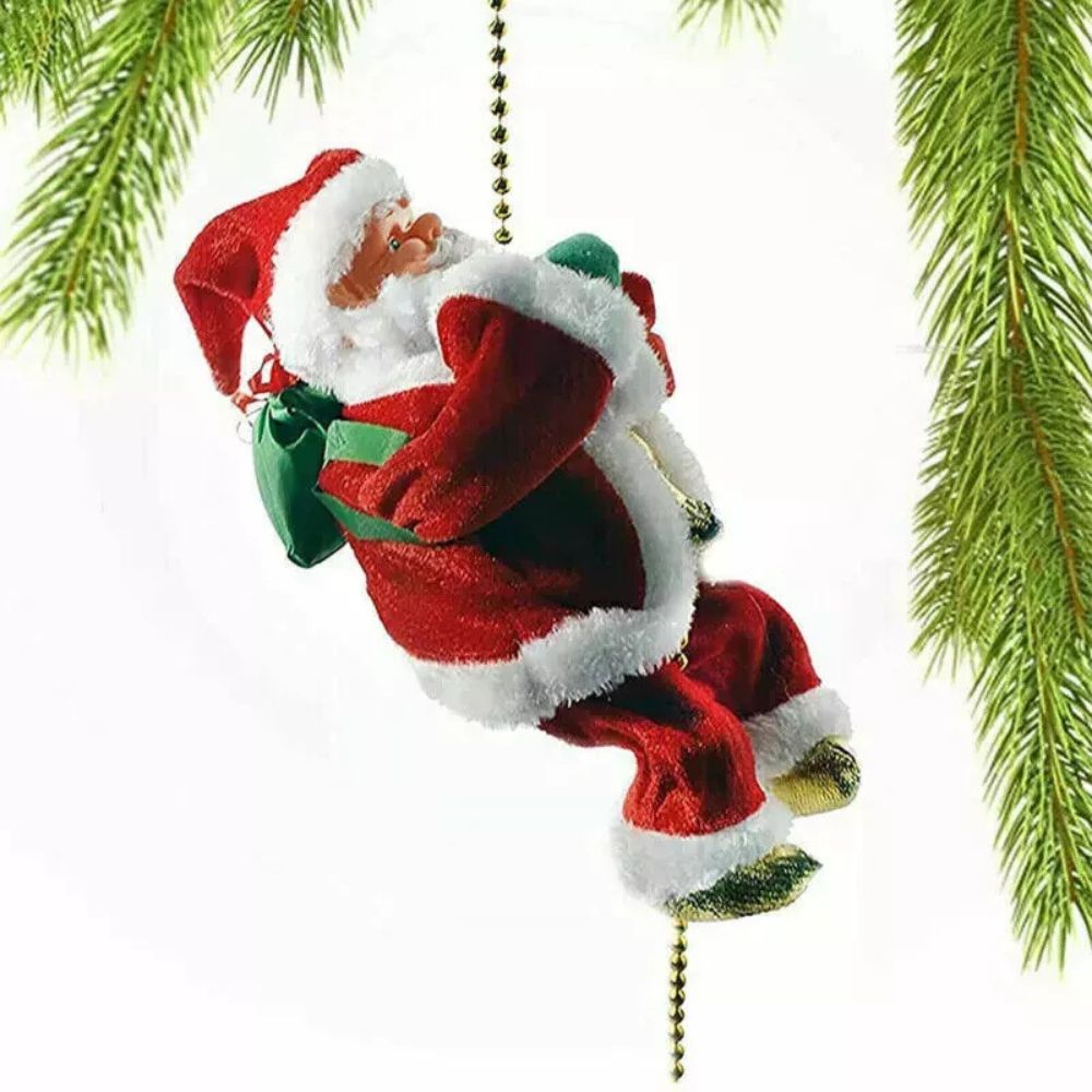 Electric Christmas Santa Claus Climbing Rope Decor Musical Toy Xmas Gift Party