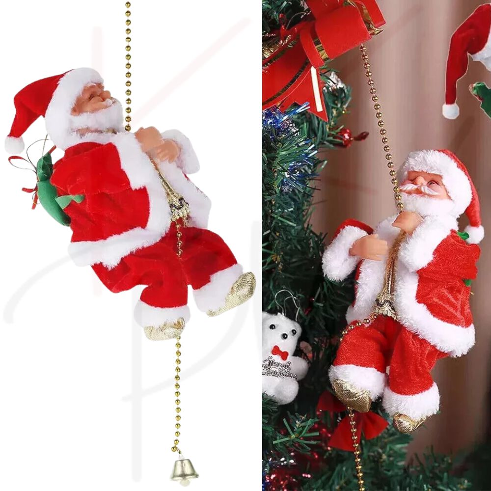 Electric Christmas Santa Claus Climbing Rope Decor Musical Toy Xmas Gift Party