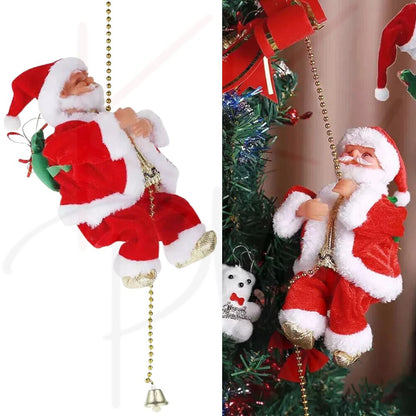 Electric Christmas Santa Claus Climbing Rope Decor Musical Toy Xmas Gift Party