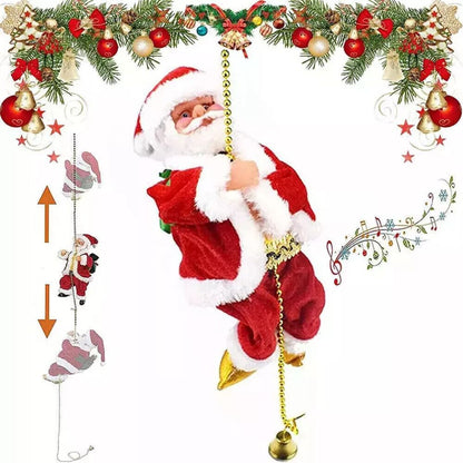 Electric Christmas Santa Claus Climbing Rope Decor Musical Toy Xmas Gift Party