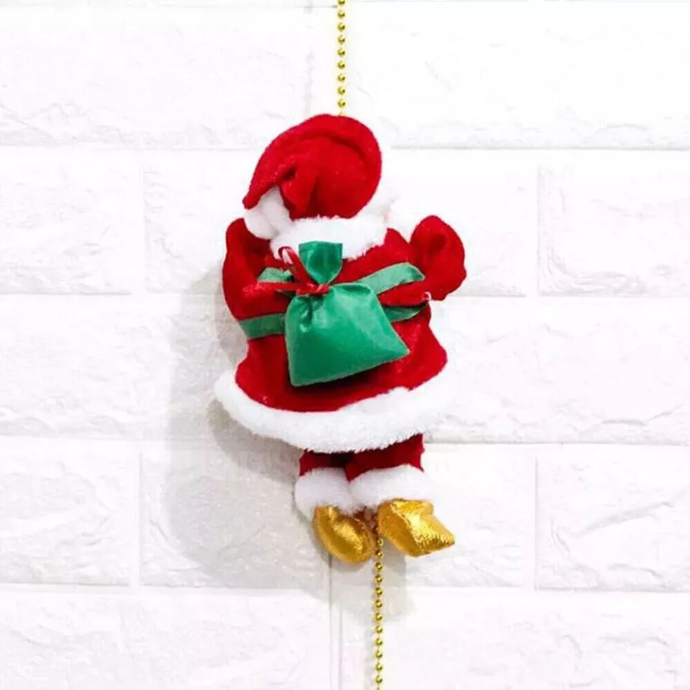 Electric Christmas Santa Claus Climbing Rope Decor Musical Toy Xmas Gift Party