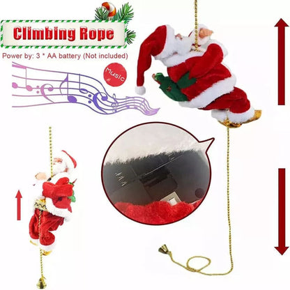 Electric Christmas Santa Claus Climbing Rope Decor Musical Toy Xmas Gift Party