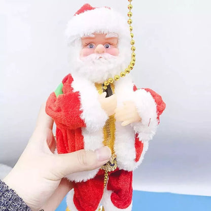 Electric Christmas Santa Claus Climbing Rope Decor Musical Toy Xmas Gift Party