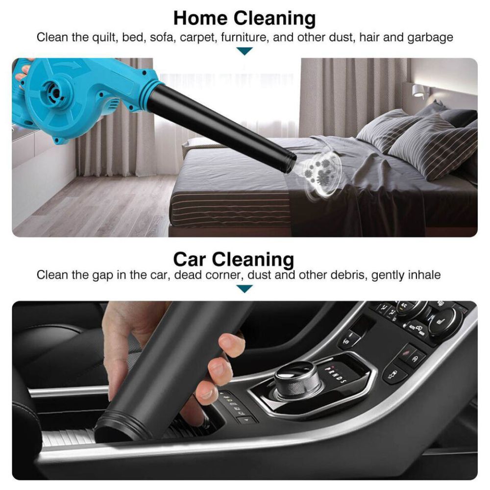 Electric Handheld Cordless Leaf Blower Dust Cleaner w/ Charger & Tube +2 Battery