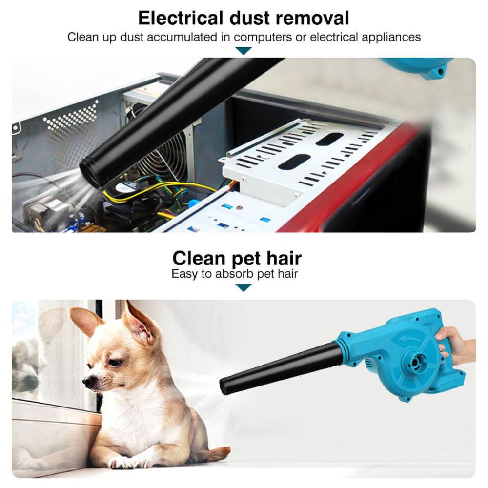 Electric Handheld Cordless Leaf Blower Dust Cleaner w/ Charger & Tube +2 Battery