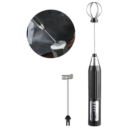 Electric Handheld Rechargeable Milk Frother Wand Egg Beater for Beverage Coffee