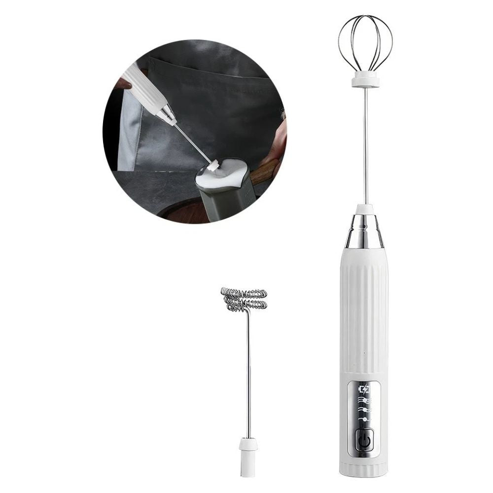 Electric Handheld Rechargeable Milk Frother Wand Egg Beater for Beverage Coffee