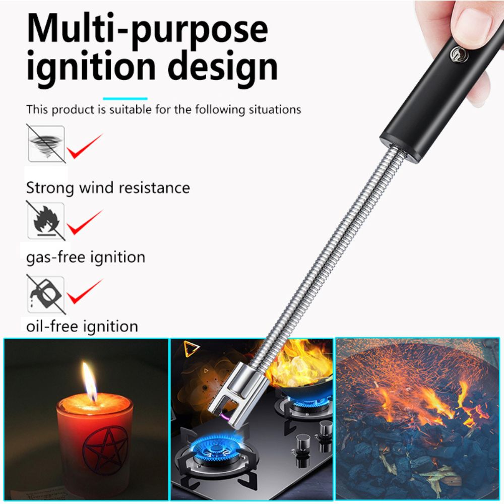 Electric USB Flameless Lighter BBQ Windproof Rotate 360 Candle Rechargeable Tool