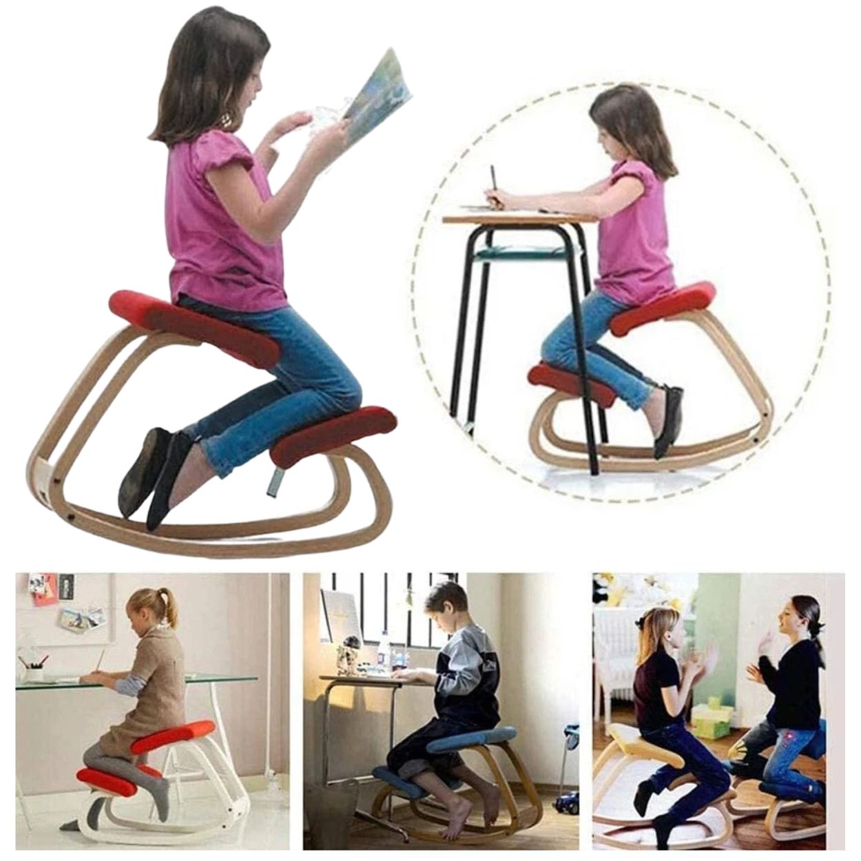 Ergonomic Kneeling Chair Rocking Office Desk Stool Upright Posture Support Seat