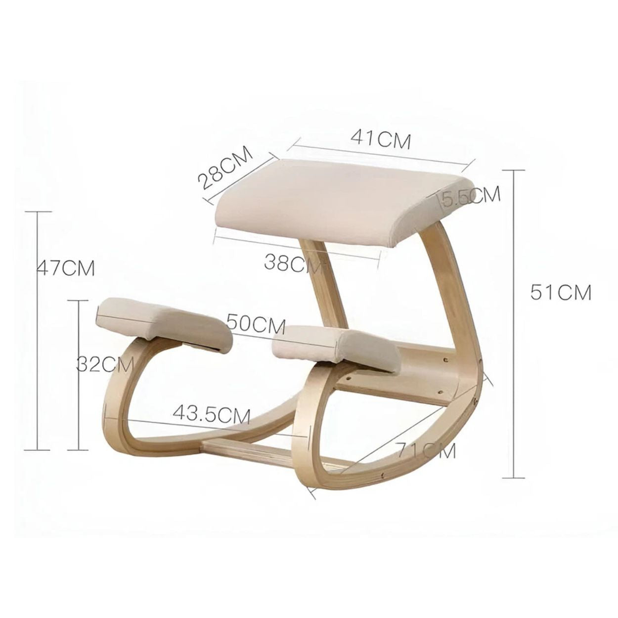 Ergonomic Kneeling Chair Rocking Office Desk Stool Upright Posture Support Seat