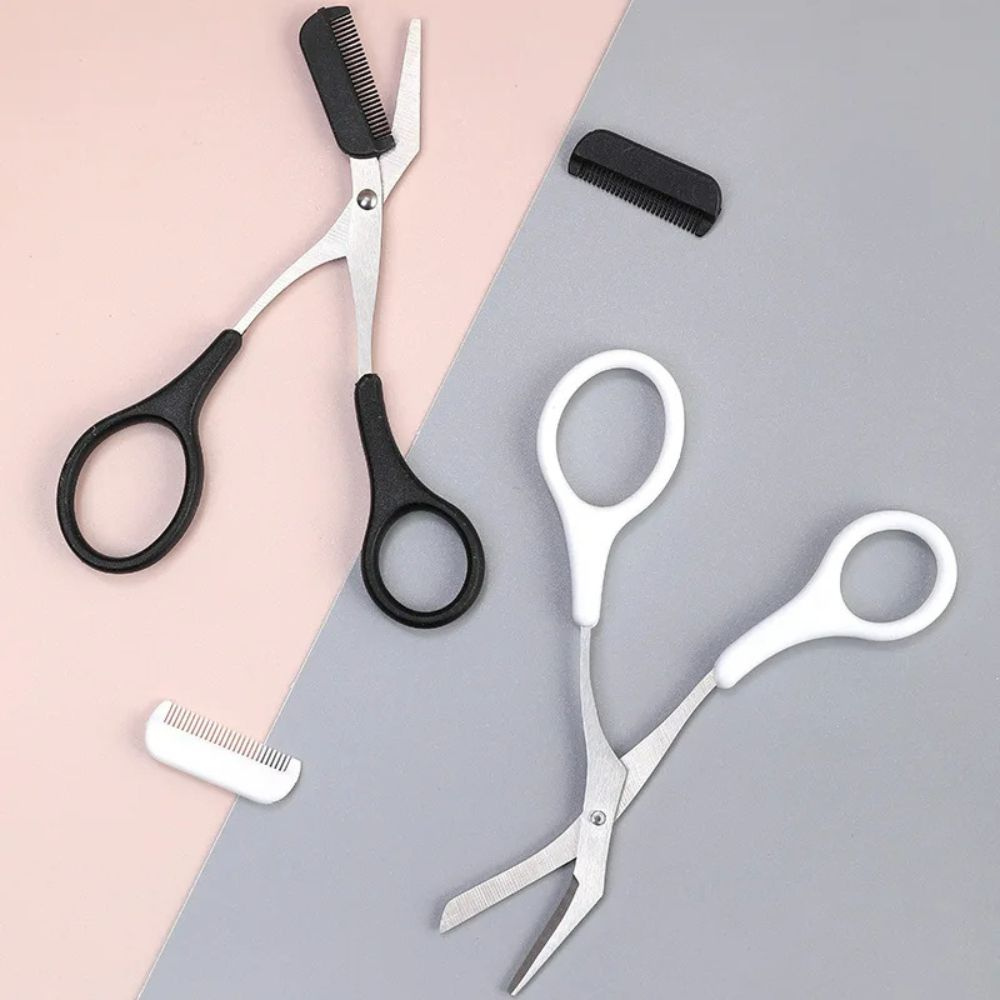 Eyebrow Trimmer Scissor Comb Trimming Hair Grooming Cutter Eyelash Tool