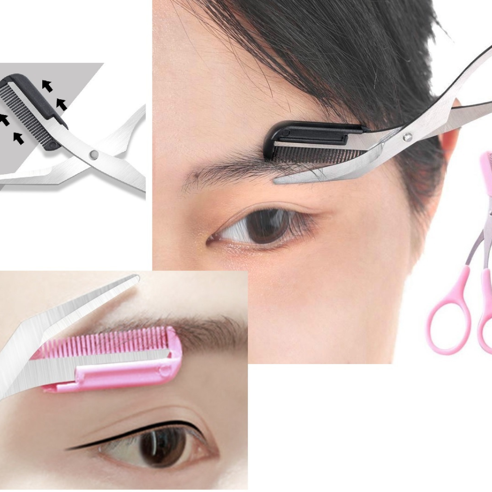 Eyebrow Trimmer Scissor Comb Trimming Hair Grooming Cutter Eyelash Tool