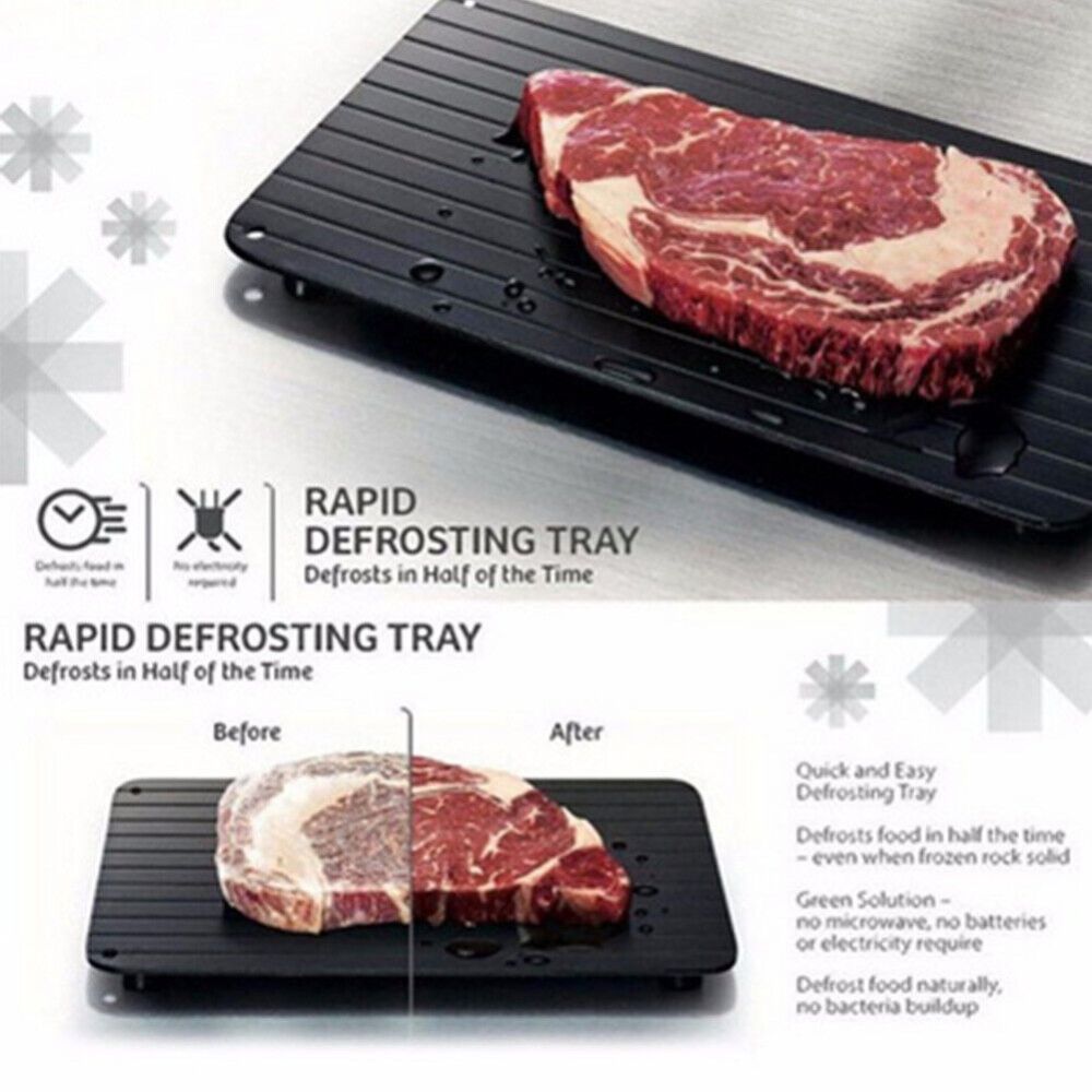 Fast Thawing Frozen Meat Magic Metal Plate Large Defrosting Tray Kitchen Thaw