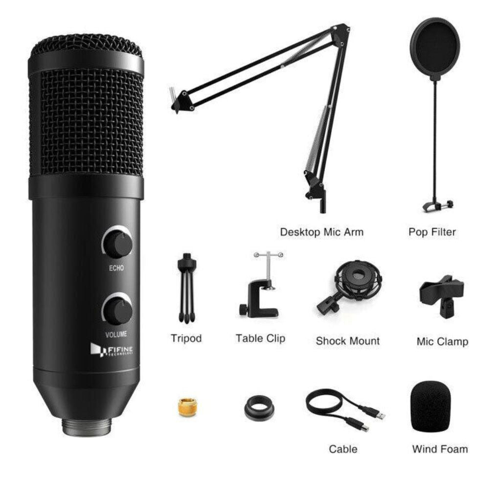 Fifine USB Desk Arm Studio Condenser Microphone Gaming Broadcast Voice Podcast