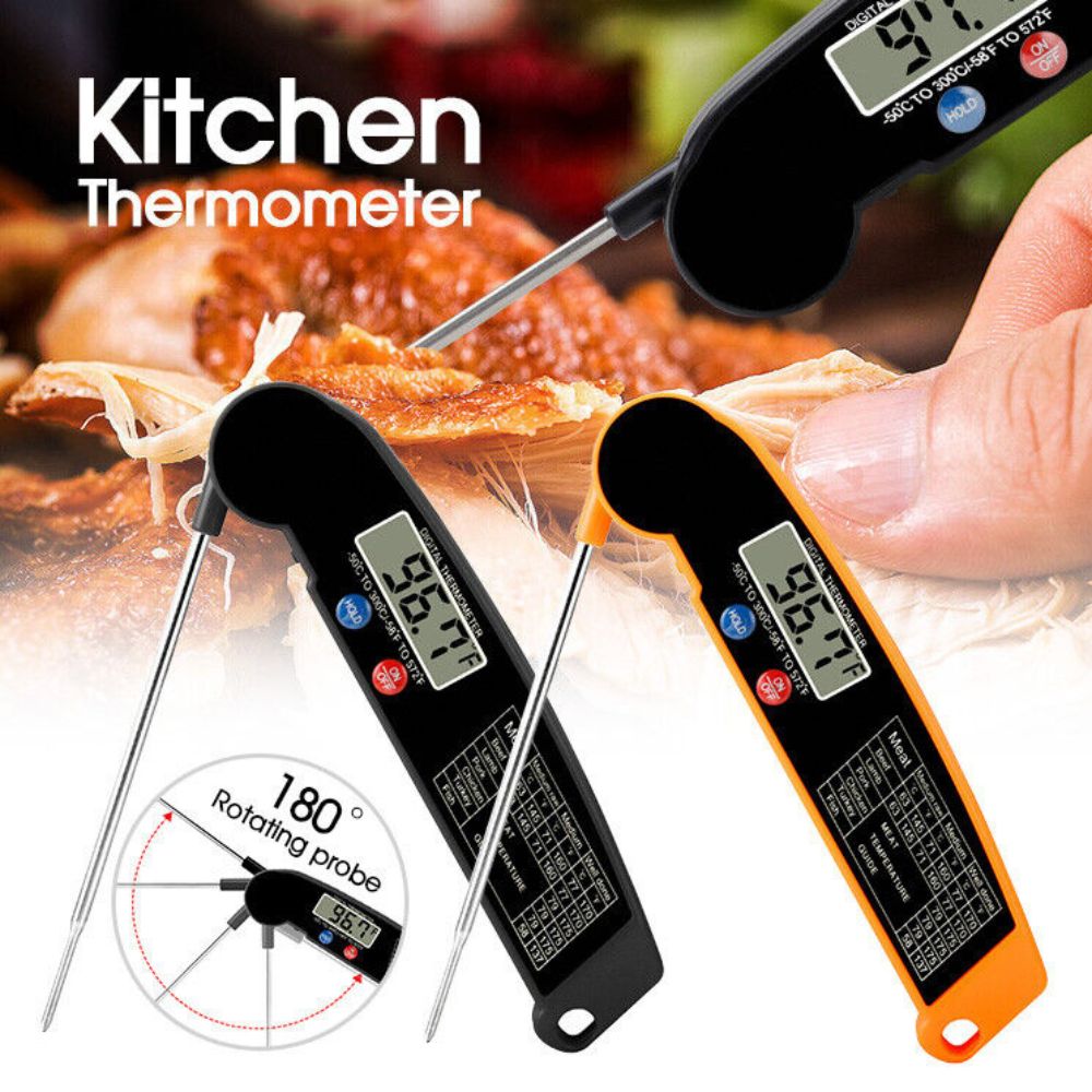 Foldable Digital Cooking Food Thermometer Temperature Probe Kitchen BBQ Meat Jam