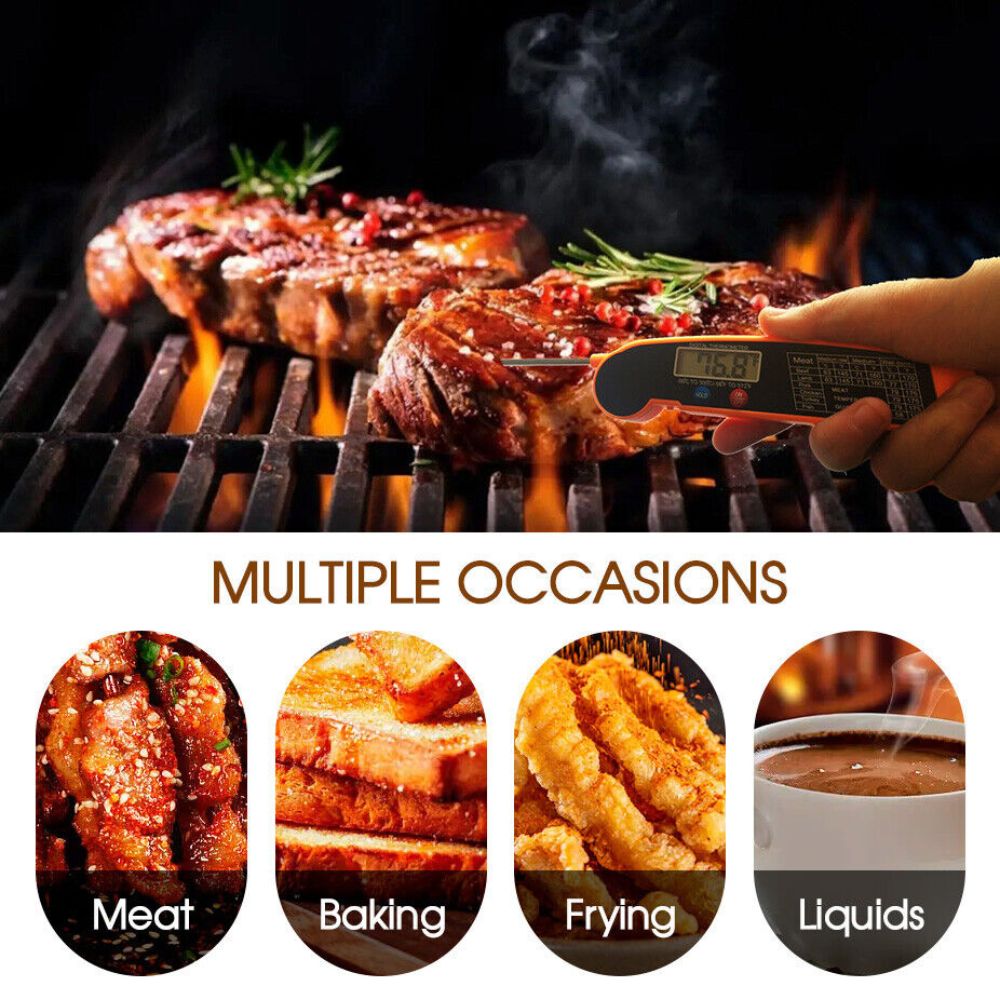 Foldable Digital Cooking Food Thermometer Temperature Probe Kitchen BBQ Meat Jam