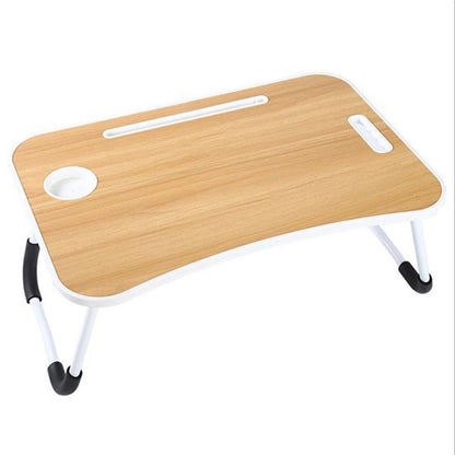 Foldable Laptop Bed Table Lap Standing Desk with Cup Slot for Indoor/Picnic Tray