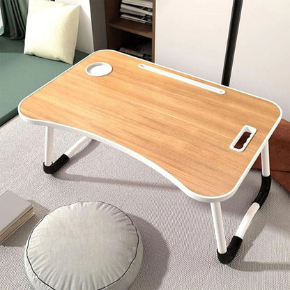 Foldable Laptop Bed Table Lap Standing Desk with Cup Slot for Indoor/Picnic Tray