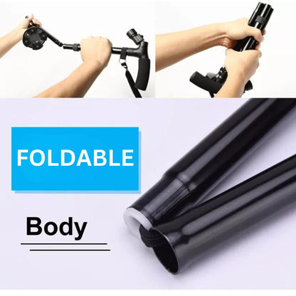 Foldable Walking Cane Folding Stick Walker With LED Strap Black Metal Adjustable Handle