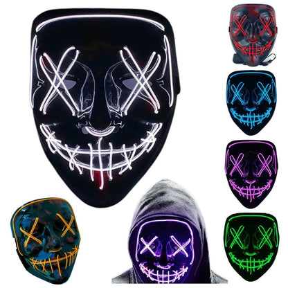Glowing Halloween Mask LED Light Up Purge Light Costume Luminous EL Wire Scary
