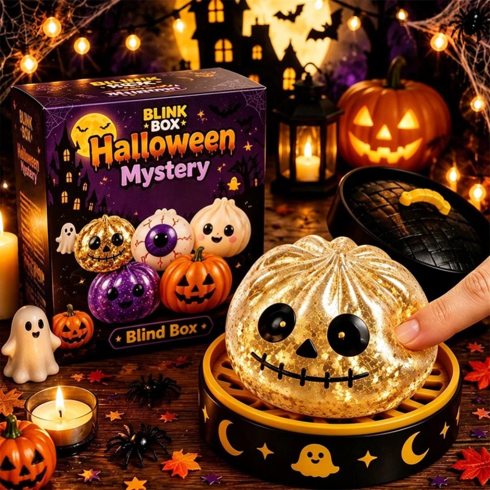 Halloween squishy being squeezed to show slow rebound