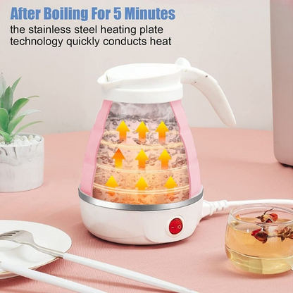 Handheld Mini Electric Silicone Foldable & Portable 600ml Travel Water Kettle