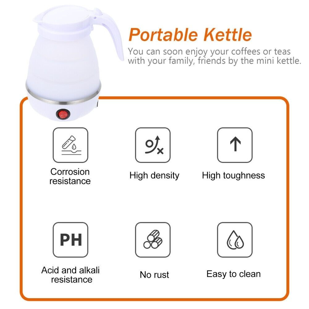 Handheld Mini Electric Silicone Foldable & Portable 600ml Travel Water Kettle