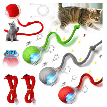 Interactive Dog & Cat Toy Rechargeable Rolling Ball with Fake Tail Pet Fun