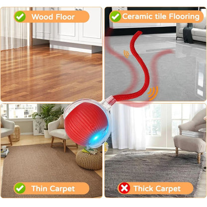 Interactive Dog & Cat Toy Rechargeable Rolling Ball with Fake Tail Pet Fun